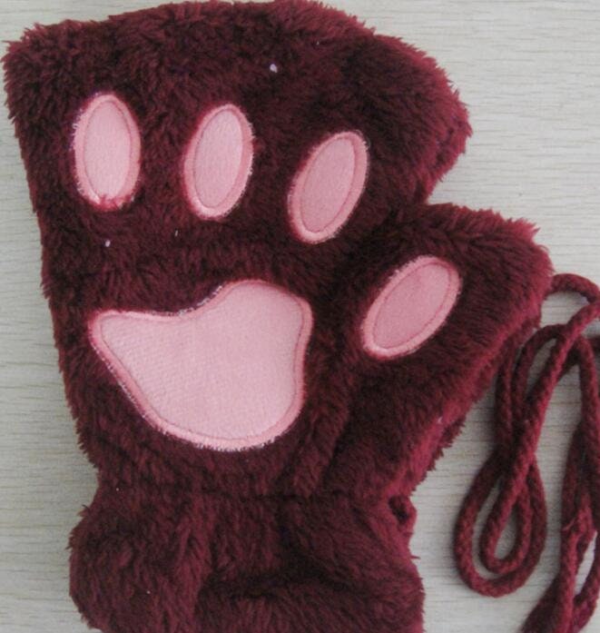 Kawaii Cat Paw Gloves, Fingerless Winter Gloves, Women's Animal Gloves, Warm Gift for Girls, Cute Cat Lovers - Femboyzone