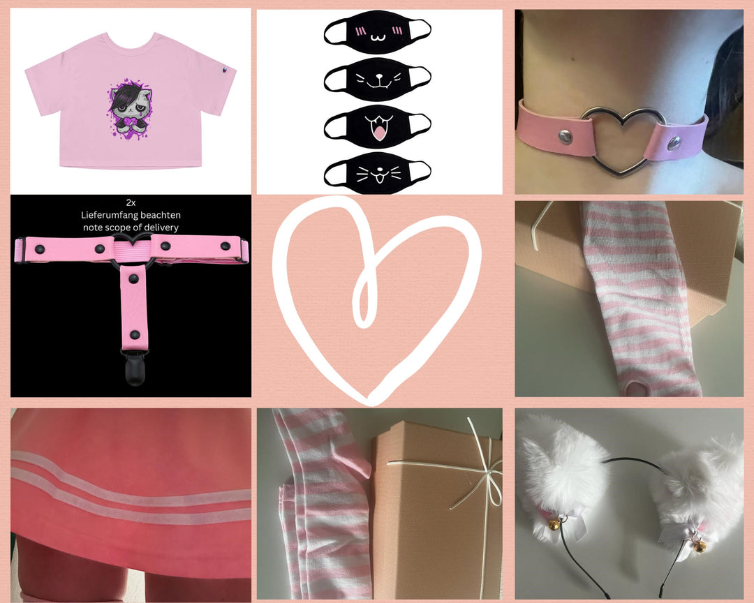 Femboy Set-Edition E-Boy Kit, Kawaii Y2K Clothing, Pleated Mini Skirt, Techwear Anime Shirt, Thigh High Socks - Femboyzone